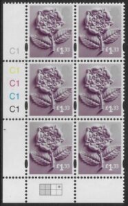 EN44  £1.33 Tudor Rose 2B   cyld. C1x5    Phos C1 Grid R1 C4 Cartor. U/M (MNH)