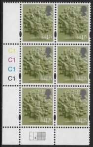 EN55  £1.25 Oak Tree 2B   cyld. C1x4    Phos C1 Grid R2 C2 Cartor. U/M (MNH)