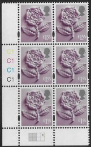 EN63  £1.55 Tudor Rose 2B   cyld. C1x4    Phos C1 Grid R1 C4 Cartor. U/M (MNH)