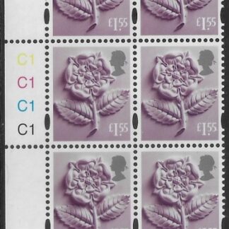 EN63  £1.55 Tudor Rose 2B   cyld. C1x4    Phos C1 Grid R1 C4 Cartor. U/M (MNH)
