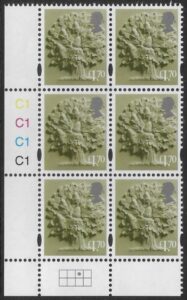 EN65  £1.70 Oak Tree 2B   cyld. C1x4    Phos C1 Grid R1 C3 Cartor. U/M (MNH)