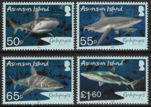 2022 Ascension Island. SG.1339-42 Galapagos Sharks. set 4 values. U/M (MNH).