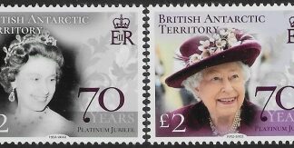 2022 British Antarctic. SG.821-2  Platinum Jubilee of HM QEII set 2 values U/M (MNH)