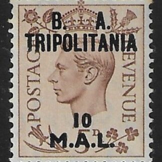 SG.T20 Tripolitania  10L on 5d brown. mounted mint