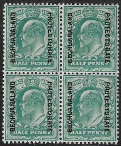 SG.66 Bechuanaland Protectorate ½d blue green (block of 4). U/M (MNH).