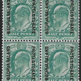 SG.66 Bechuanaland Protectorate ½d blue green (block of 4).  U/M (MNH).