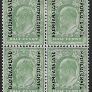 SG.67 Bechuanaland Protectorate ½d yellowish-green (block of 4).  U/M x 2 M/M x 2.