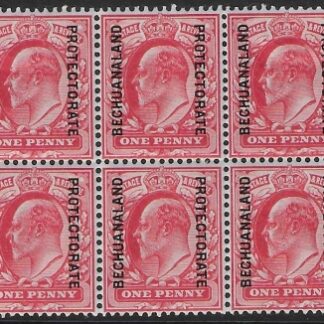 SG.68 Bechuanaland Protectorate 1d scarlet (block of 6). all M/M.(cat. £60)