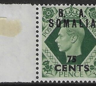 SG. S28 75c on 9d. deep olive green.  B. A. Somalia. U/M (MNH)