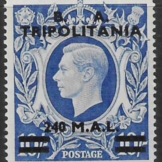 SG.T26 Tripolitania B.  A. 240L on 10s. ultramarine. very lightly mounted mint.