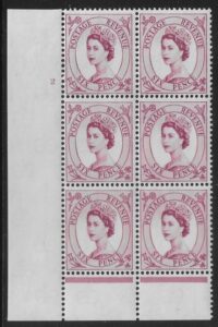 S107 6d crowns wmk. Cyld. 2 no dot perf I/P  mounted mint..
