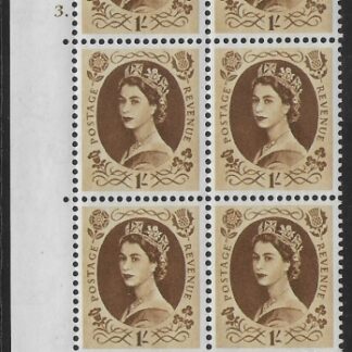 S138 1/-  crowns wmk. Cyld. 3 dot perf E/I mounted mint..