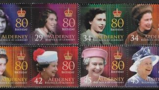 2006 Alderney A274-81 80th Birthday of Queen Elizabeth II Set of 8 Vals U/M (MNH)