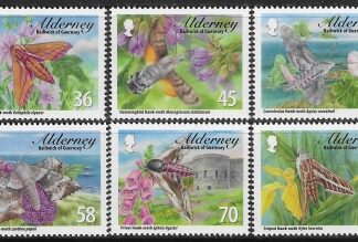 2010 Alderney A415-20 Hawk-moths  Set of 6 Vals U/M (MNH)