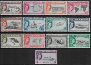1956 Ascension Island. SG.57-69 QEII Definitives set 13 values U/M (MNH)