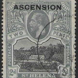 1922 Ascension KGV SG4 2d black & grey Stamp overprinted 'Ascension' Used