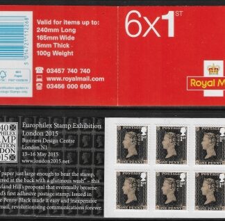 MB13  6 x 1st  contains sg.3709  175th Anniv. Penny Black. ISP Walsall.