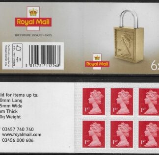 MB18  6 x 1st  brt. scarlet 'Padlock on Cover 'new font  code MSIL M16L SBP s/L  ISP Walsall.