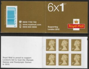 MB7  6 x 1st Issued 2004 contains sg 2295 with 'Supporting London 2012 ' on front. Walsall.
