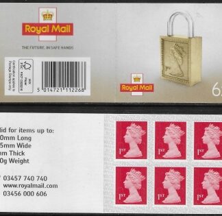MB18a  6 x 1st  brt. scarlet 'Padlock on Cover '  code MSIL M20L SBP s/L.  ISP Walsall.