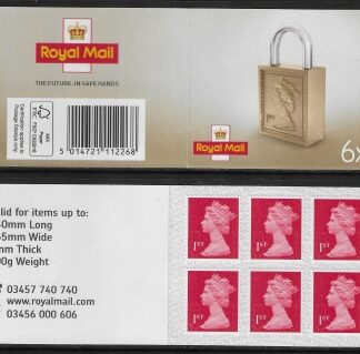 MB18a  6 x 1st  brt. scarlet 'Padlock on Cover '  code MSIL M19L SBP s/L.  ISP Walsall.