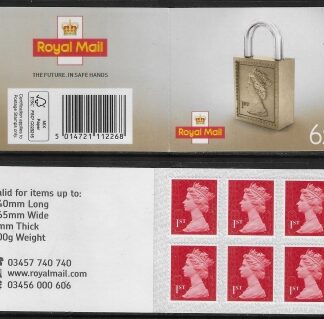 MB18a  6 x 1st  brt. scarlet 'Padlock on Cover '  code MSIL M18L SBP s/L.  ISP Walsall.