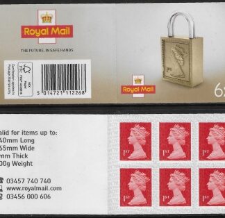MB18a  6 x 1st  brt. scarlet 'Padlock on Cover '  code MSIL M18L SBP L/s.  ISP Walsall.
