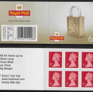 MB18a  6 x 1st  brt. scarlet 'Padlock on Cover '  code MSIL M17L SBP L/s  ISP Walsall.