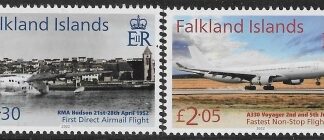 2022 Falkland Islands SG.1507-8 70th Anniv. of 1st Direct Airmail Flight set 2 values U/M (MNH)