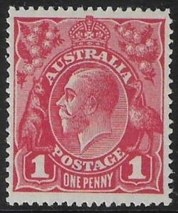1914 Australia SG.21cj 1d carmine variety 'RA joined' U/M (MNH)