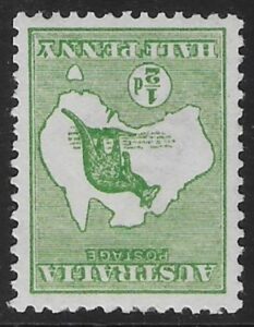 1913 Australia SG.1bw ½d green inverted watermark. mounted mint.