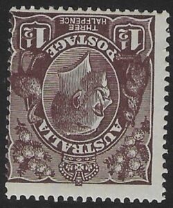 1918 Australia SG.58w 1½d black-brown 'inverted watermark'.. U/M (MNH)