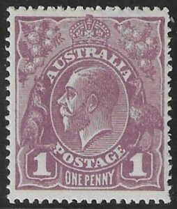 1918 Australia SG.57f 1d violet 'variety RA joined' U/M (MNH)