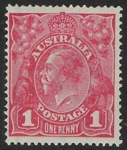 1916 Australia SG.47f 1d scarlet. 'variety flaw under neck'. U/M (MNH).