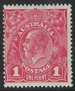 1916 Australia SG.47g 1d scarlet. 'variety RA joined'. U/M (MNH).