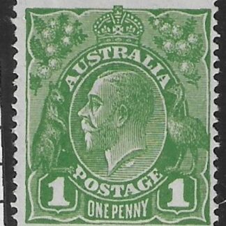 1924  Australia  SG.76c  1d sage green. variety 'neck flaw'. mounted mint.