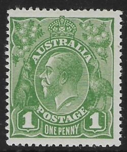 1924 Australia SG.83c 1d sage green. variety 'flaw under neck'. mounted mint.