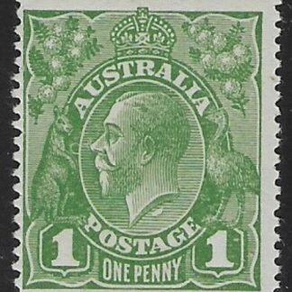1924  Australia  SG.83c 1d sage green. variety 'flaw under neck'. mounted mint.