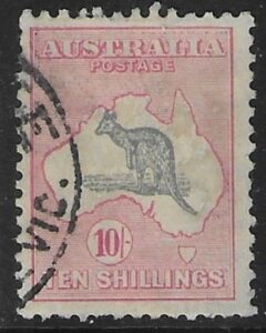 1932 Australia SG.136 10/- grey & pink. used.
