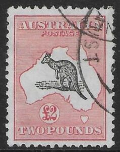 1934  Australia  SG.138  £2. black & rose.  used.