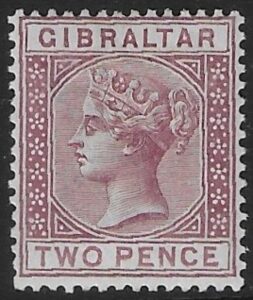 1886 Gibraltar SG.10 2d brown-purple lightly mounted mint.