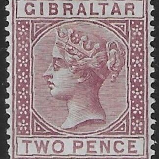 1886  Gibraltar SG.10  2d brown-purple lightly mounted mint.