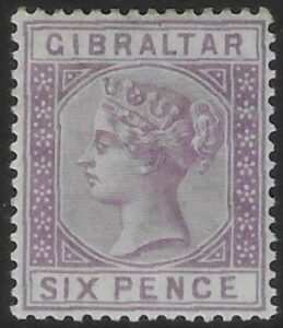 1887 Gibraltar SG.13 6d lilac. mounted mint.