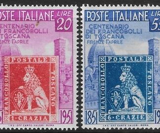 1951 Italy - SG.779-80  Centenary of First Tuscan Stamps. U/M (MNH).