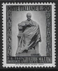 1949 Italy - SG.730  20L grey-black. Guiseppe Mazzini.  U/M (MNH).