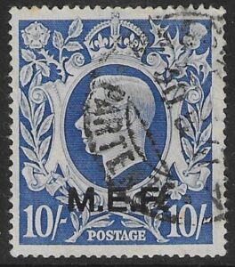 1943 SG. M21 10/- ultramarine. overprinted M.E.F. used.