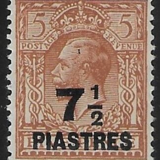1921 British Levant  SG.45  7½pi on 5d brown. mounted mint.