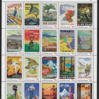 2013 New Zealand. Classic Travel Posters. SG.3469-88 sheetlet of 20 values U/M (MNH). LAST ONE