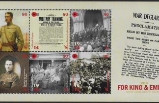 2014 New Zealand  MS.3602 Centenary of WW1 (3592-7)  mini sheet. U/M (MNH)