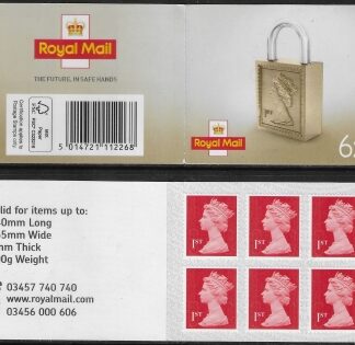 MB18a  6 x 1st  brt. scarlet 'Padlock on Cover '  code MSIL M21L SBP s/L.  ISP Walsall.